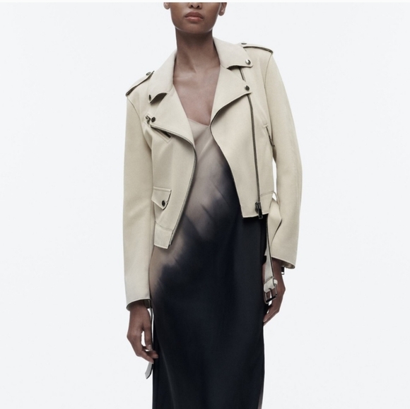 NWOT ZARA FAUX LEATHER MOTO JACKET- Size medium - Picture 7 of 7